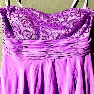 Strapless lavender purple sequin short dress with chiffon overlay, PARTY DRESS